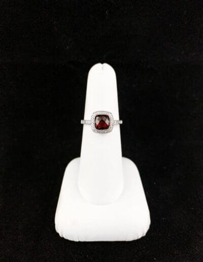 Ring by Carleo Creations Inc - Square/Silver/Red